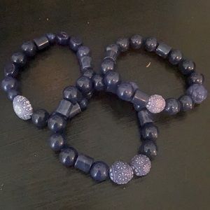 Set of three NWOT navy blue beaded bracelets
